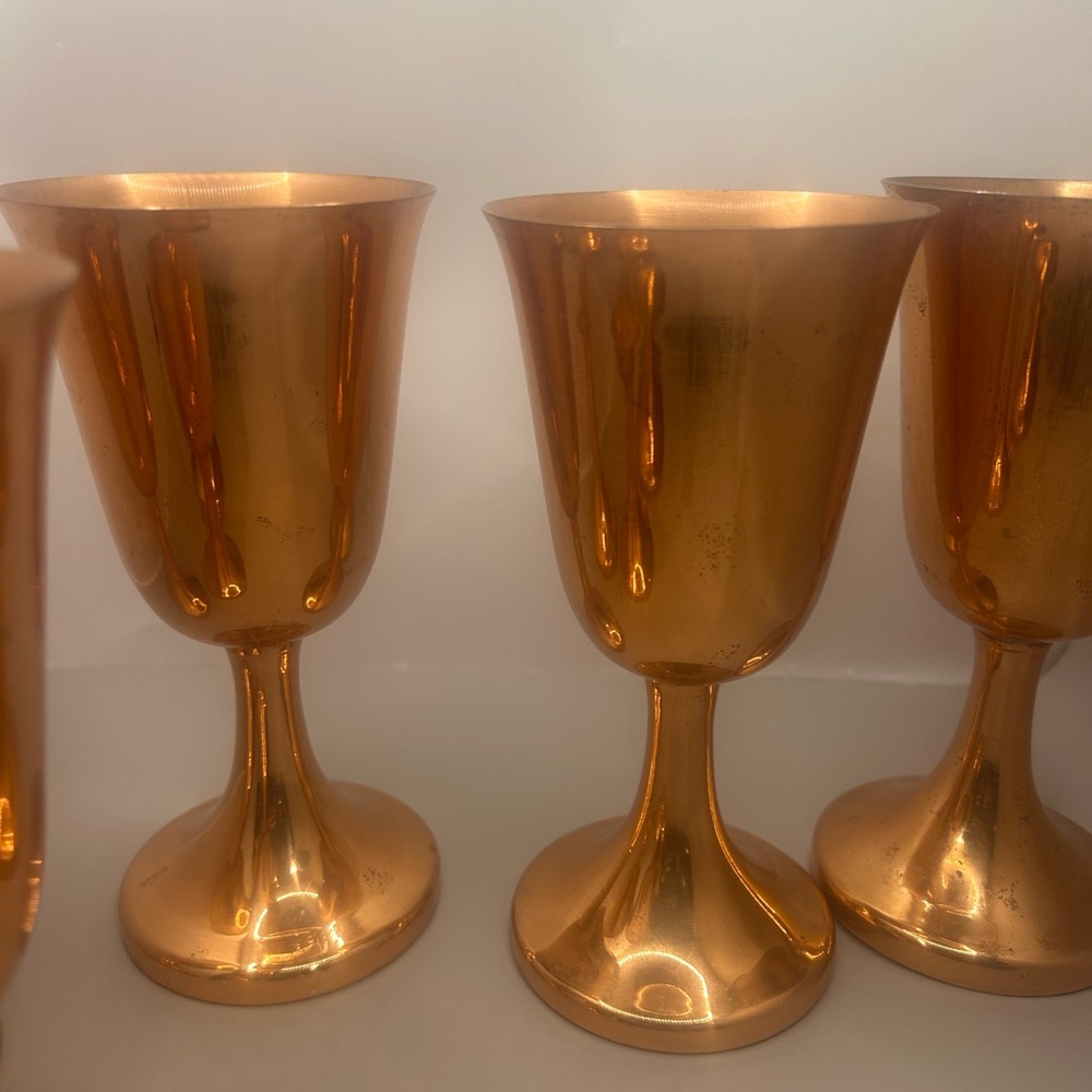 Set of Six Copper Goblets - Picture 2 of 4